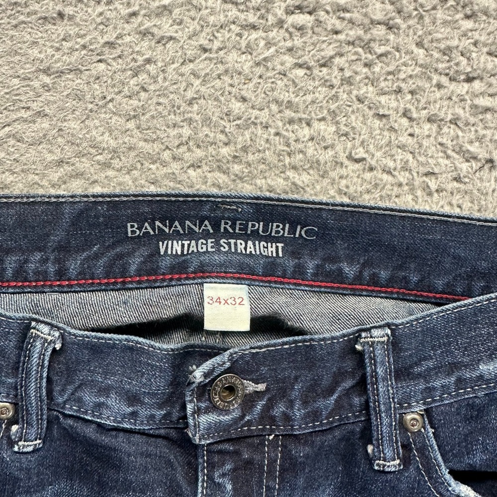 Vintage Banana Republic Jeans Men's 34x32 Blue Cotton Denim Straight Workwear - Picture 3 of 10